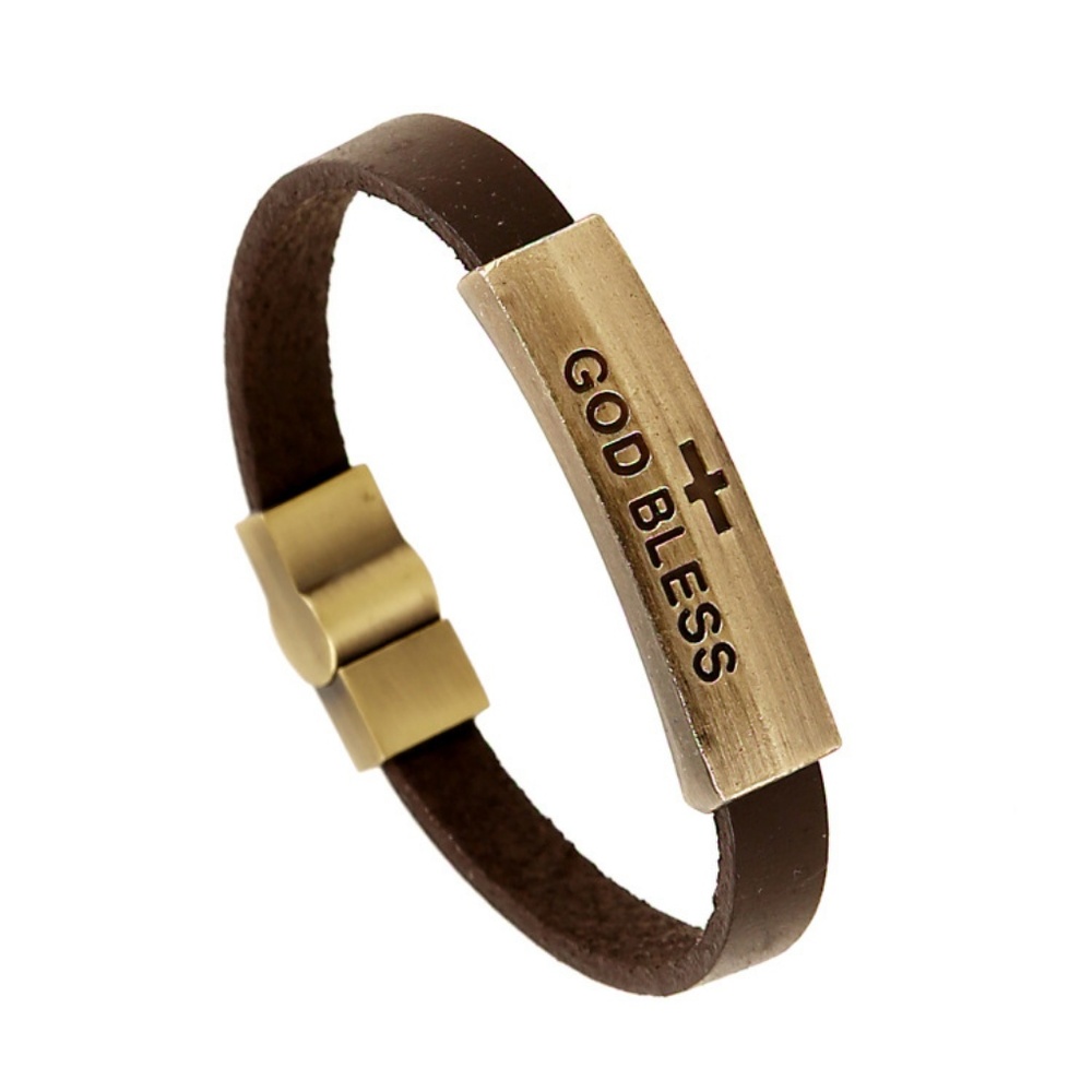 GOD BLESS Leather Bracelet - Picture 3 of 6